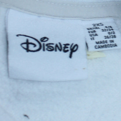 Disney Women White Mickey Mouse Pullover Sweatshirt 2XS