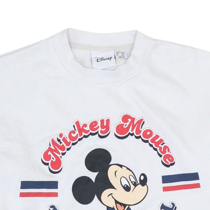 Disney Women White Mickey Mouse Pullover Sweatshirt 2XS