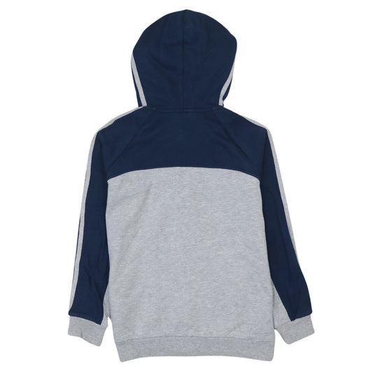 Adidas Boys Grey & Navy Full Zip Hoodie 11-12 Years Cotton Blend Sportswear