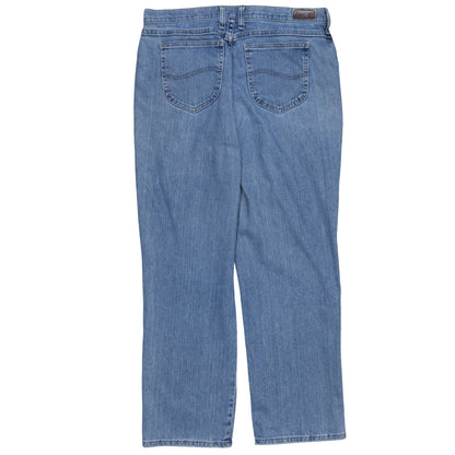 Lee Women's Blue Relaxed Straight Leg High Rise Jeans Size 14