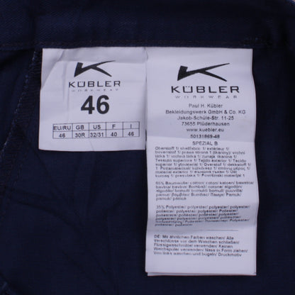 Kübler Men's Blue Cargo Workwear Trousers 32R Cotton Blend