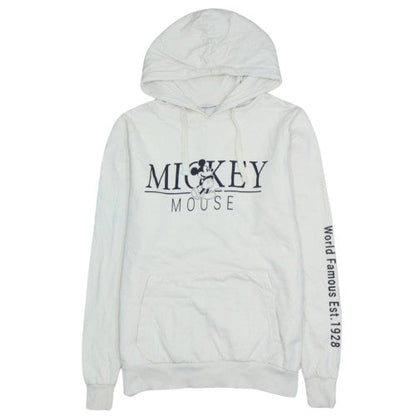 Disney Women White Pullover Hoodie Mickey Mouse Graphic Print M