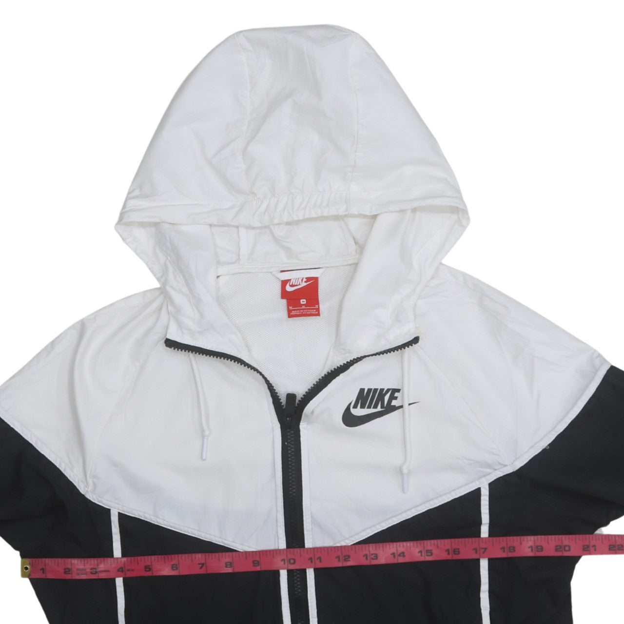 Nike Women Black White Windbreaker Jacket Hooded Full Zip M