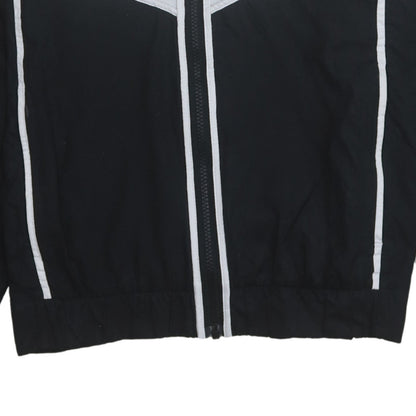 Nike Women Black White Windbreaker Jacket Hooded Full Zip M