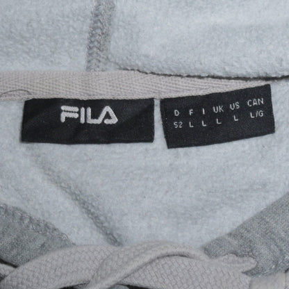 Fila Womens Grey Pullover Hoodie L Logo Print Casual Sweatshirt