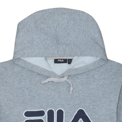 Fila Womens Grey Pullover Hoodie L Logo Print Casual Sweatshirt