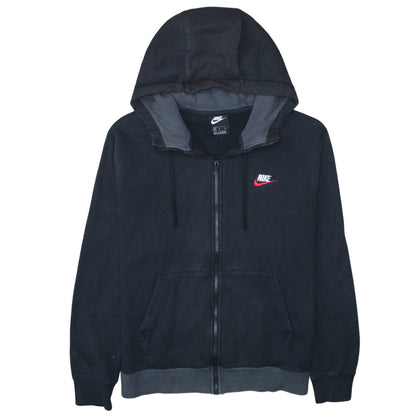 Nike Men's Black Full Zip Hoodie M Embroidered Logo Fleece