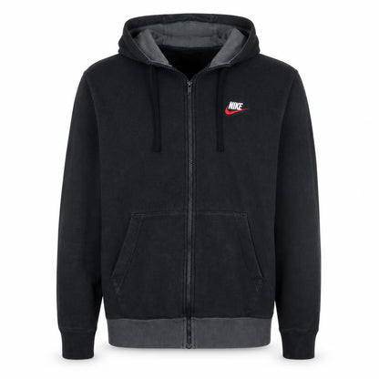 Nike Men's Black Full Zip Hoodie M Embroidered Logo Fleece