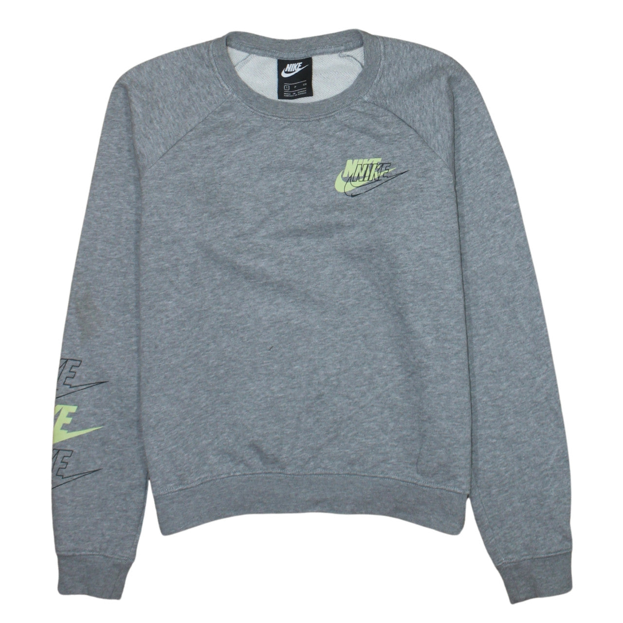 Nike Womens Grey Small Crew Neck Logo Pullover Sweatshirt