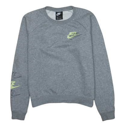 Nike Womens Grey Small Crew Neck Logo Pullover Sweatshirt