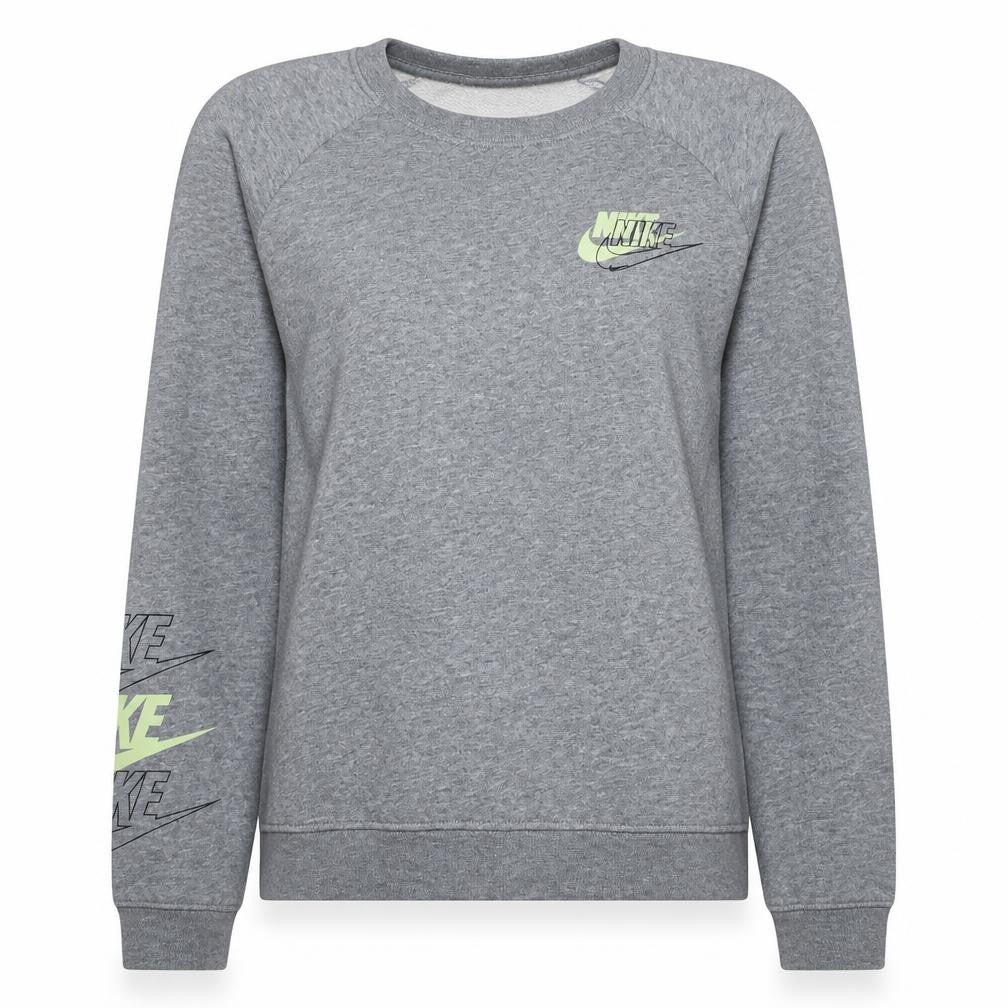 Nike Womens Grey Small Crew Neck Logo Pullover Sweatshirt