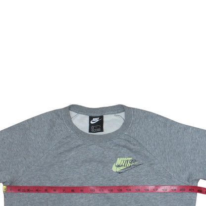 Nike Womens Grey Small Crew Neck Logo Pullover Sweatshirt