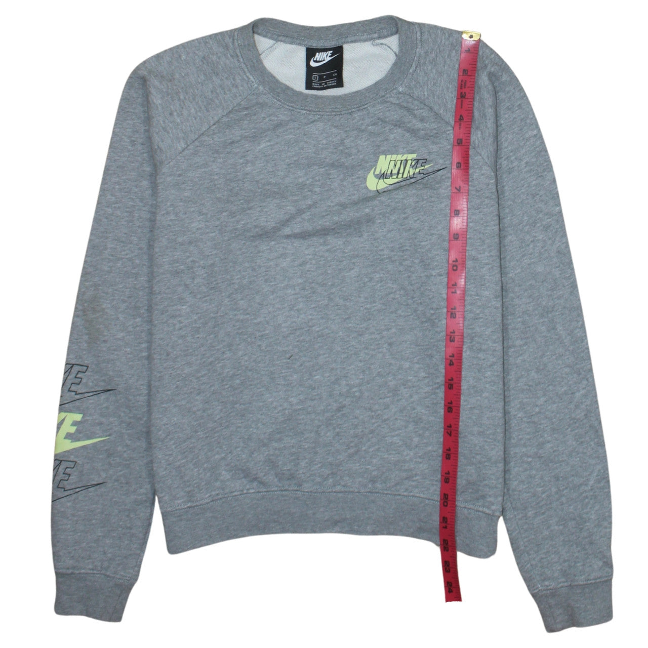 Nike Womens Grey Small Crew Neck Logo Pullover Sweatshirt
