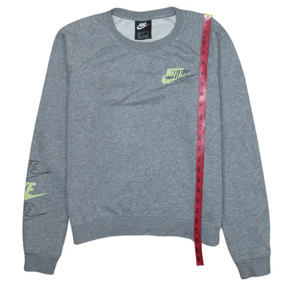 Nike Womens Grey Small Crew Neck Logo Pullover Sweatshirt