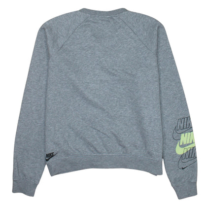 Nike Womens Grey Small Crew Neck Logo Pullover Sweatshirt