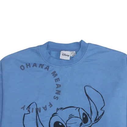 Disney Womens Blue Stitch Sweatshirt Medium 12/14 Pullover Crew Neck