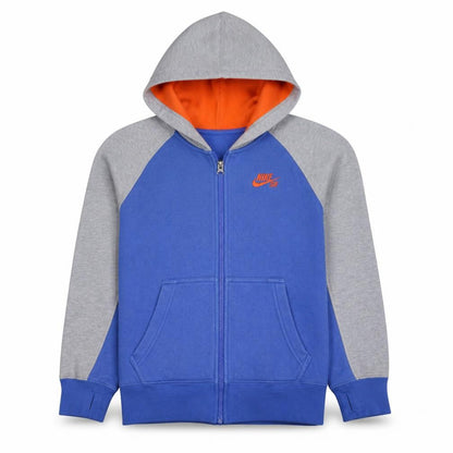 Nike SB Boys Blue Grey Full Zip Hoodie 10-12 Years Cotton Blend