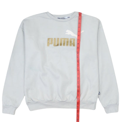 Puma Women White Crew Neck Logo Sweatshirt M Relaxed Fit