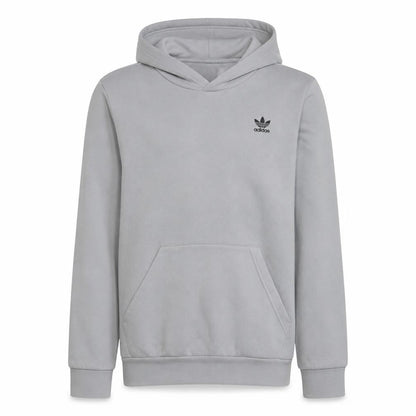 Adidas Boys Grey Pullover Hoodie Classic Crew Neck Long Sleeve Fleece