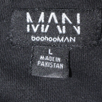 boohooMAN Men’s Black Varsity Jacket L College Style Embroidered