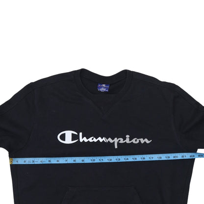 Champion Men Black Large Pullover Sweatshirt Logo Rhinestone