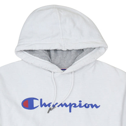 Champion Men's White Pullover Hoodie Logo Print Size M