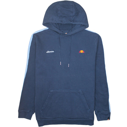 Ellesse Mens Blue Pullover Hoodie L Sports Logo Cotton Blend
