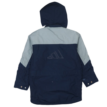 adidas Boys Blue Hooded Parka Jacket 14-15 Years Winter Lined Zip Coat