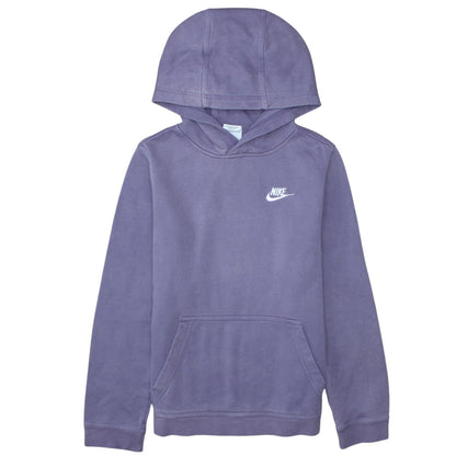 Nike Girls Purple Pullover Fleece Hoodie L 13-14 Years Logo Hooded Sweatshirt