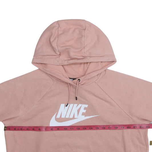 Nike Womens Pink Pullover Hoodie L Cotton Blend Logo Sweatshirt