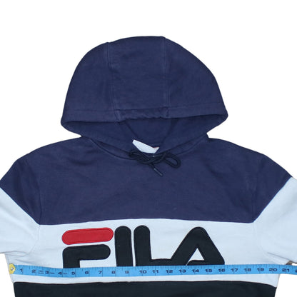 Fila Mens Blue Colour Block Pullover Hoodie XS