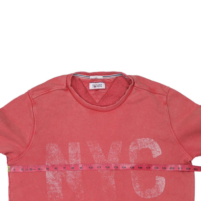 Hilfiger Denim Womens Coral Pink NYC Pullover Sweatshirt M