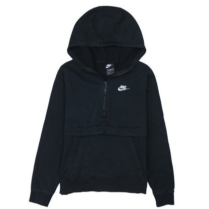 Nike Boys Black XL Pullover Hoodie with Half Zip and Logo Design