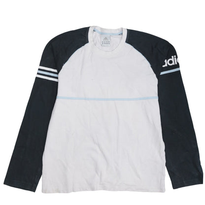 Adidas Men’s White Black Long Sleeve Crew Neck Sports Top L