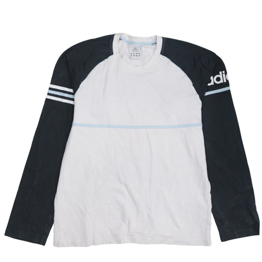 Adidas Men’s White Black Long Sleeve Crew Neck Sports Top L