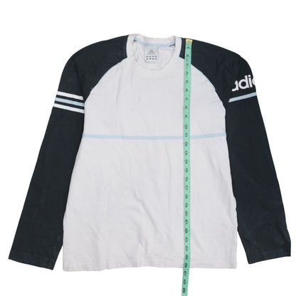 Adidas Men’s White Black Long Sleeve Crew Neck Sports Top L