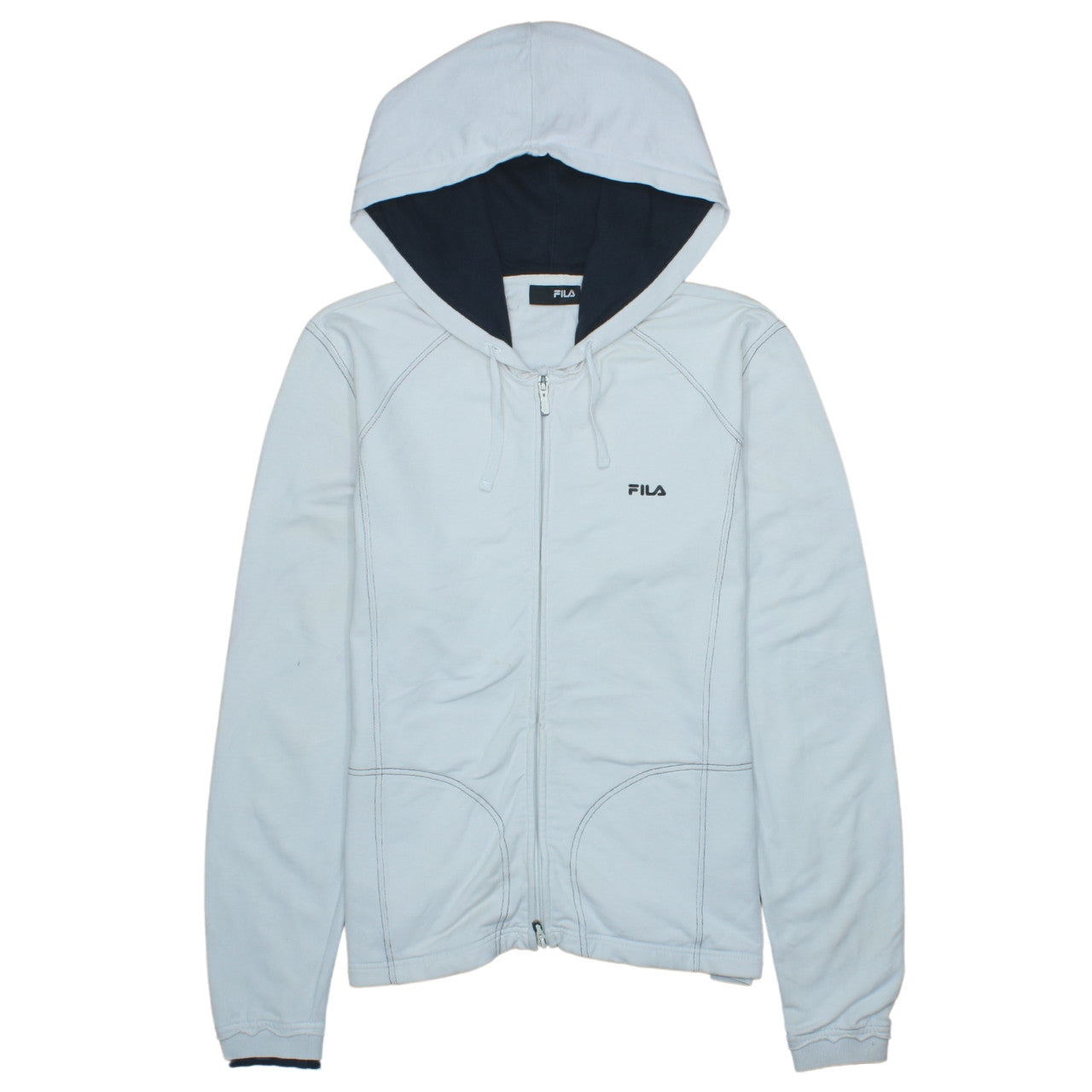 Fila Women's Light Blue Full Zip Hoodie Size L Cotton Blend
