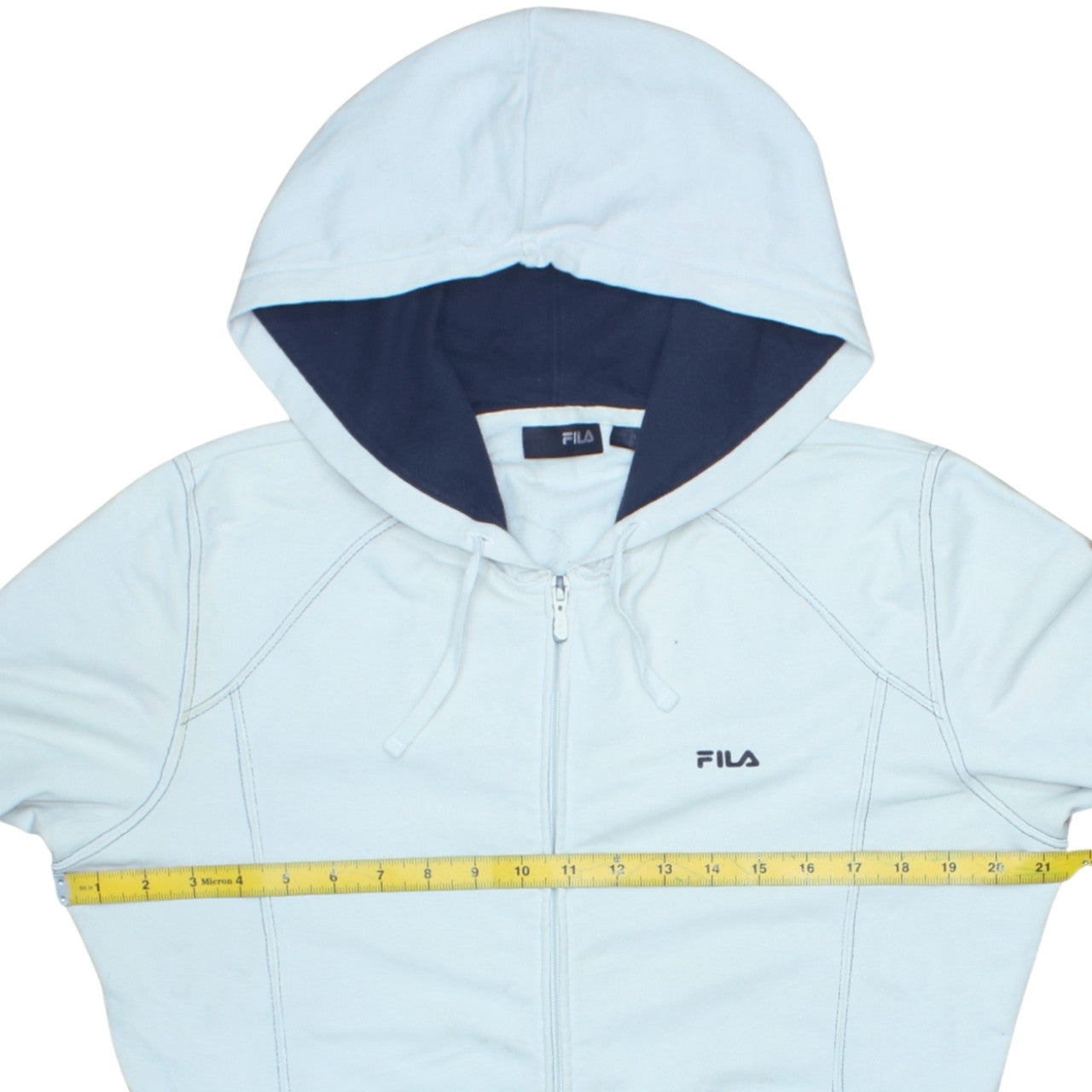 Fila Women's Light Blue Full Zip Hoodie Size L Cotton Blend