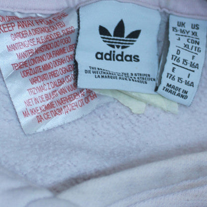 Adidas Womens Pink Hooded Pullover Sweatshirt Size XL Logo Print