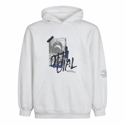 boohooMAN Mens White Graphic Print Pullover Hoodie L