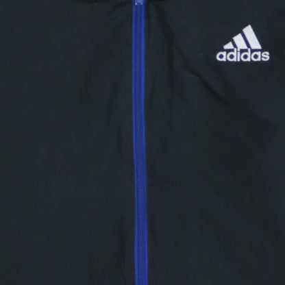 Adidas Boys Black Blue 13-14 Years Track Jacket Full Zip Logo Lined