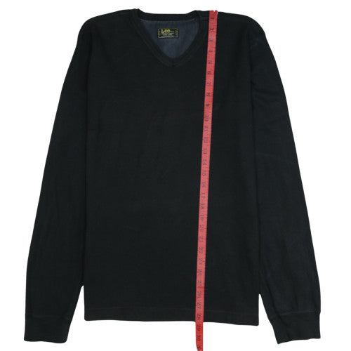 Lee Men's Black Long Sleeve V-Neck Cotton T-Shirt XXL