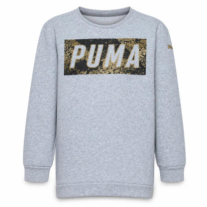 Puma Boys Grey Gold Logo Crew Neck Sweatshirt Size 158