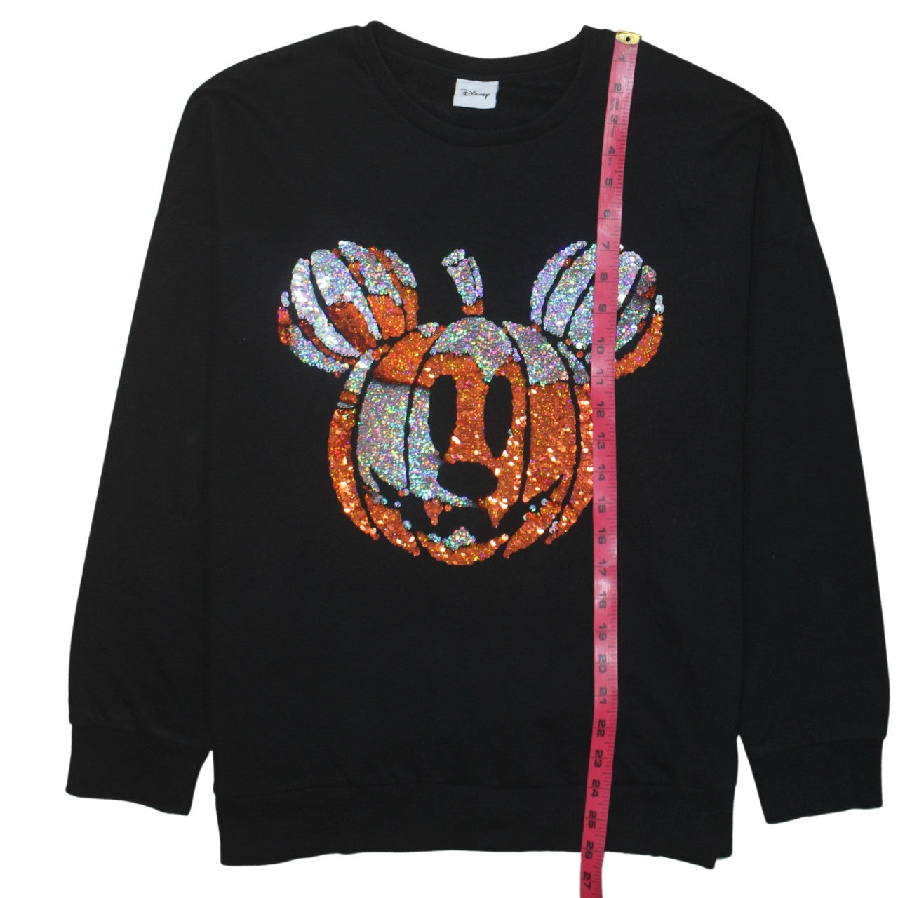 Disney Women Black Sequin Pumpkin Mickey Sweatshirt UK 16-18
