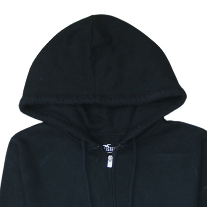 Hollister Women Black M Full Zip Cropped Hoodie Cotton Blend