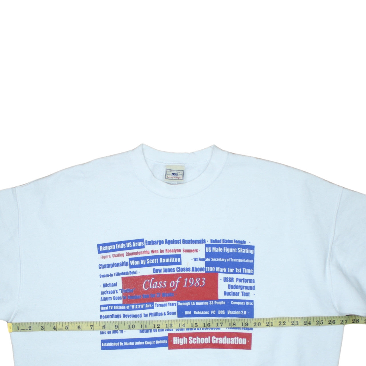 Lee Mens White Class of 1983 Retro Graphic Pullover Sweatshirt L