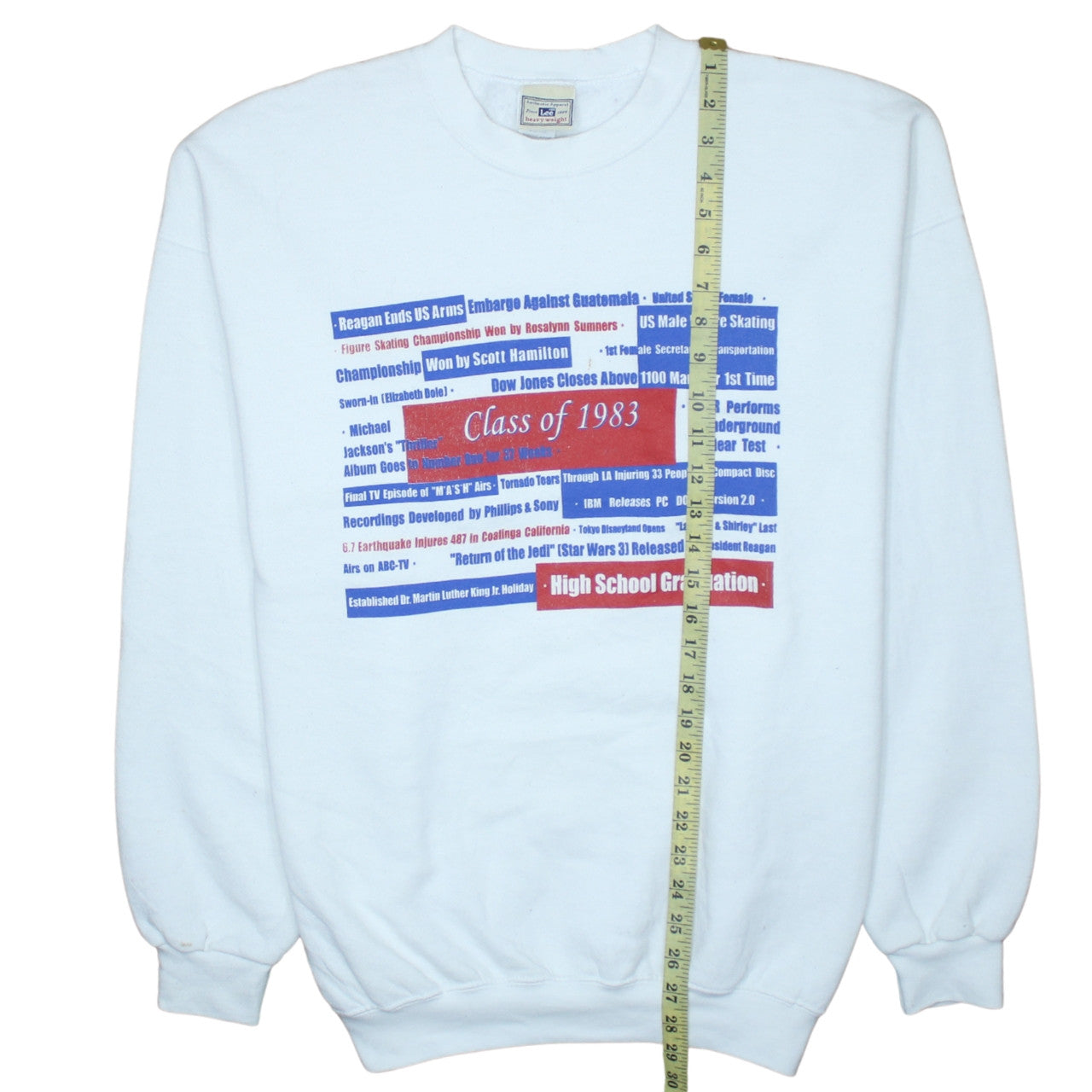 Lee Mens White Class of 1983 Retro Graphic Pullover Sweatshirt L