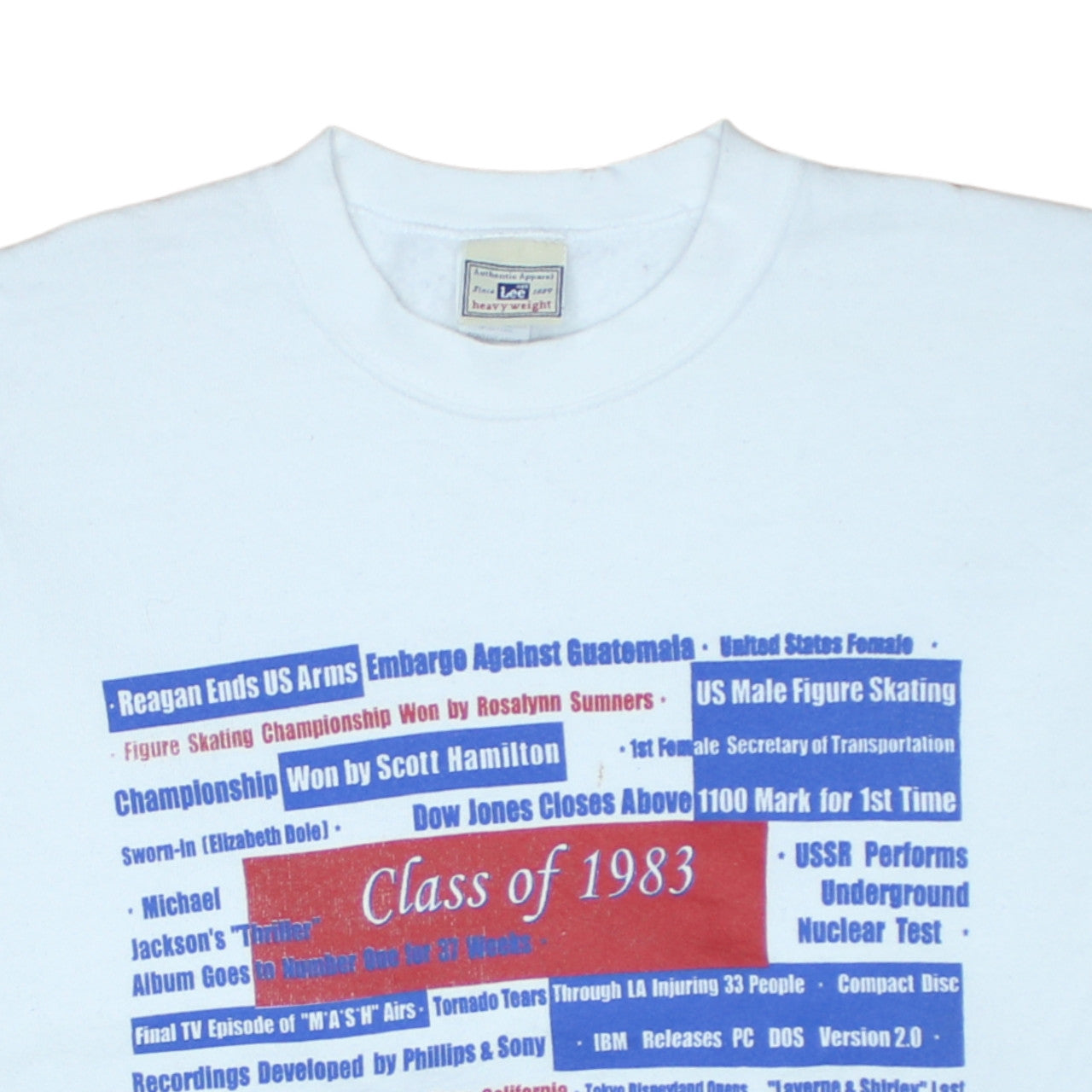 Lee Mens White Class of 1983 Retro Graphic Pullover Sweatshirt L