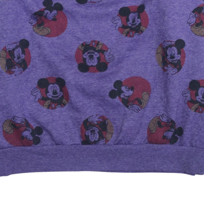 Disney Womens Purple Mickey Mouse Pullover Sweatshirt L