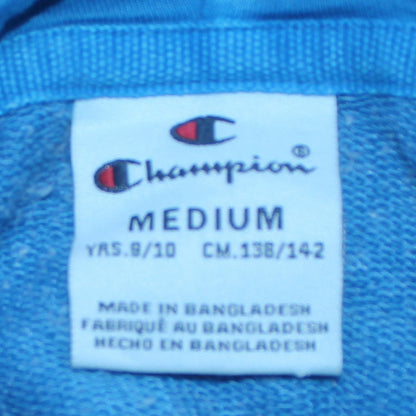Champion Boys Blue Pullover Hoodie Medium 9-10 Years Cotton Blend